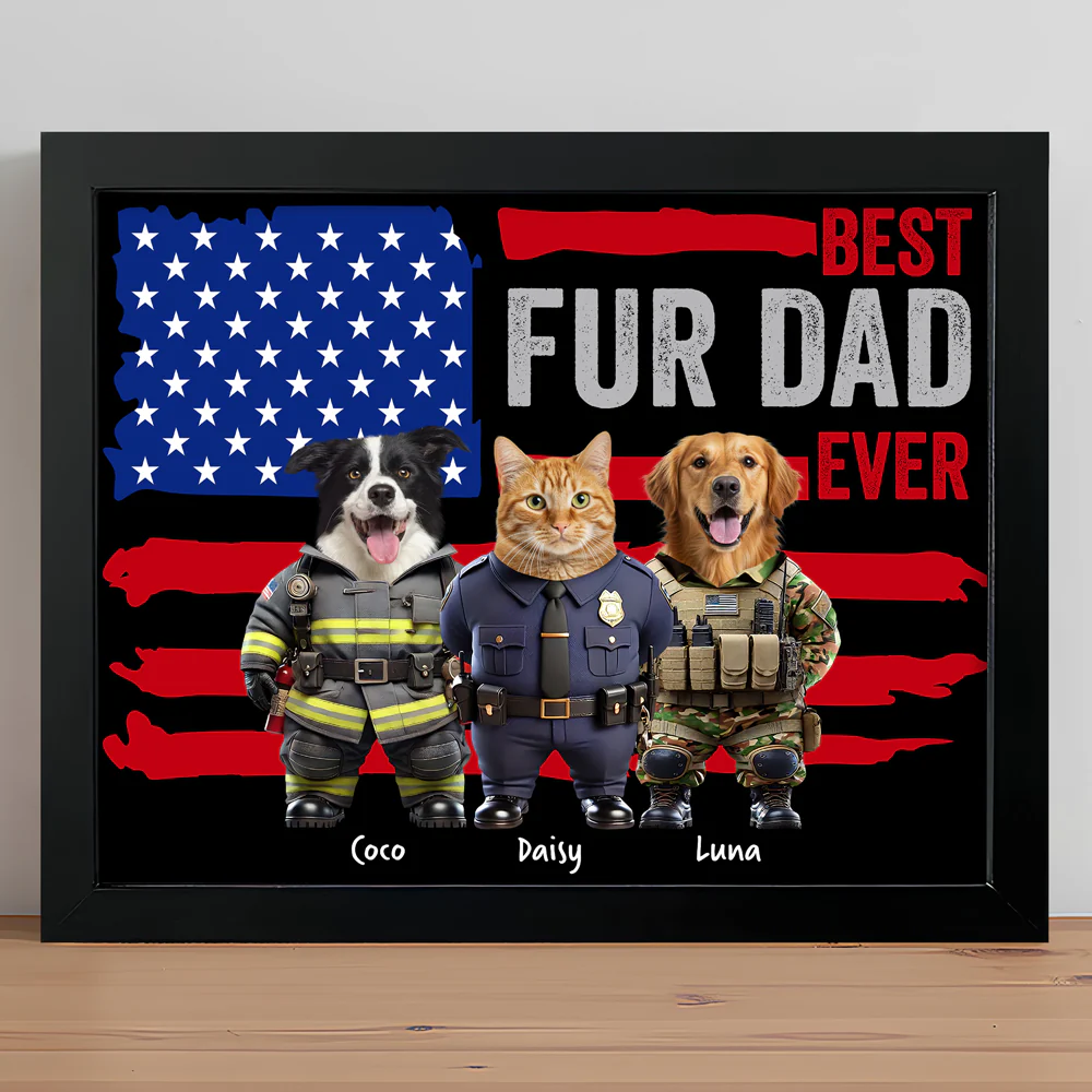Custom Photo Best Dog Cat Dad Ever US Flag Picture Frame Uniform Ver HA75 892190 - Image 7