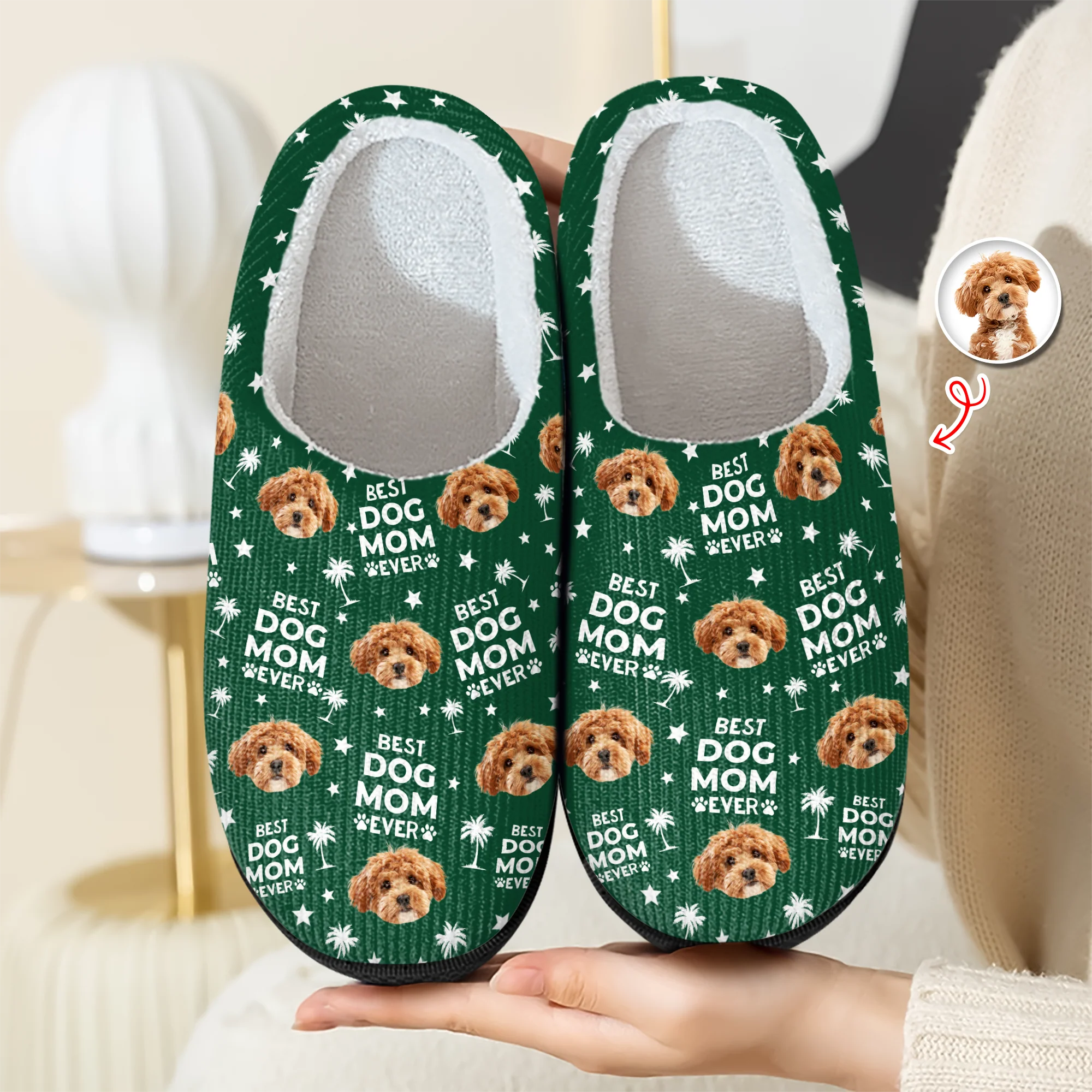 Custom Photo Best Dog Dad, Best Dog Mom Ever Slippers Unique Gift HA75 892974 - Image 2
