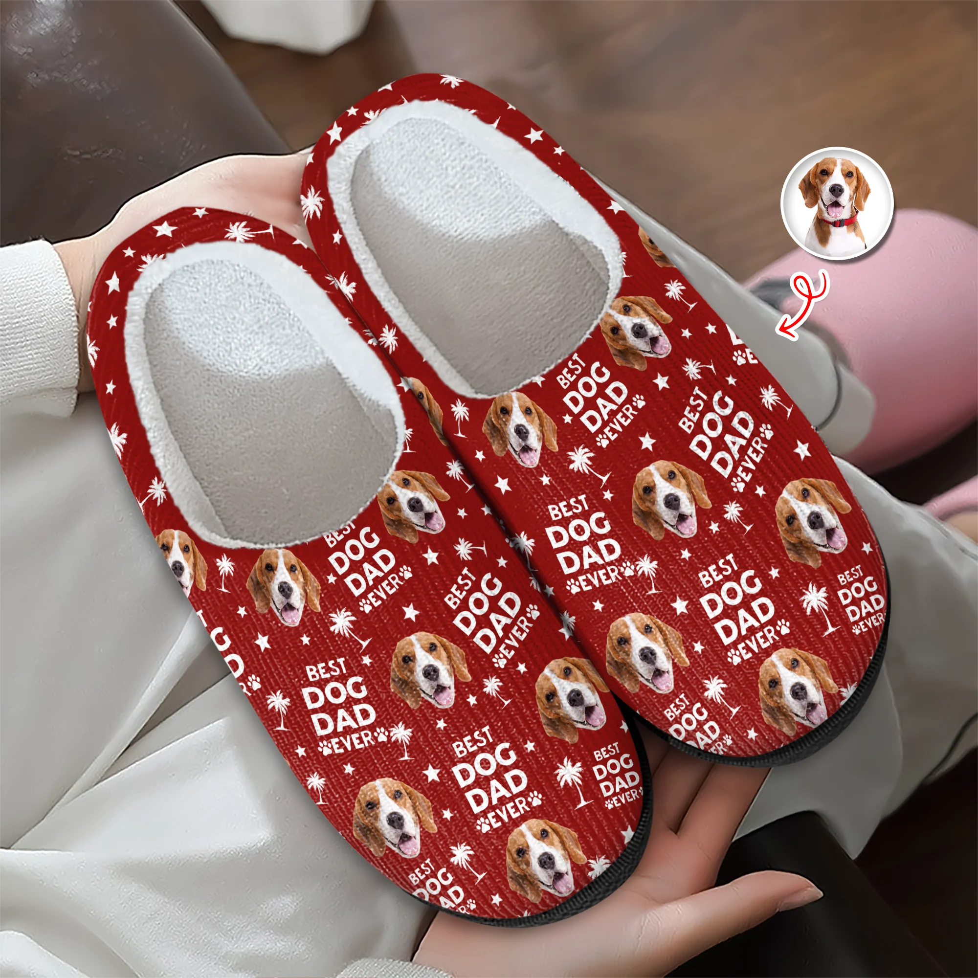 Custom Photo Best Dog Dad, Best Dog Mom Ever Slippers Unique Gift HA75 892974 - Image 3