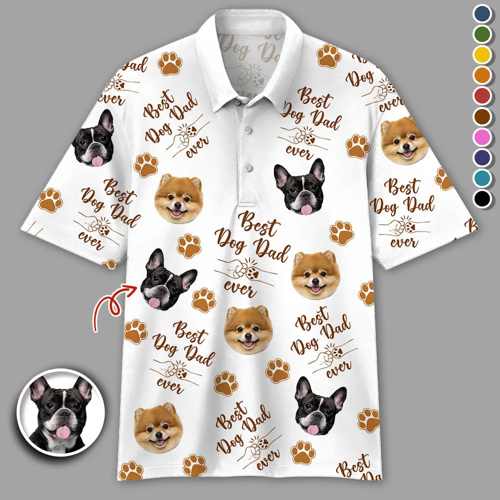 Custom Photo Best Dog Dad Dog Polo Shirt HA75 890668 - Image 2