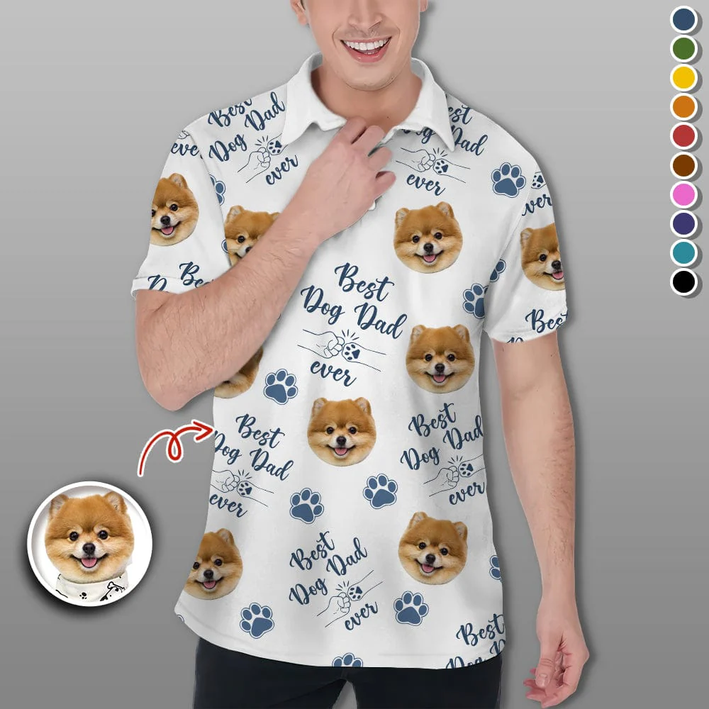 Custom Photo Best Dog Dad Dog Polo Shirt HA75 890668 - Image 3