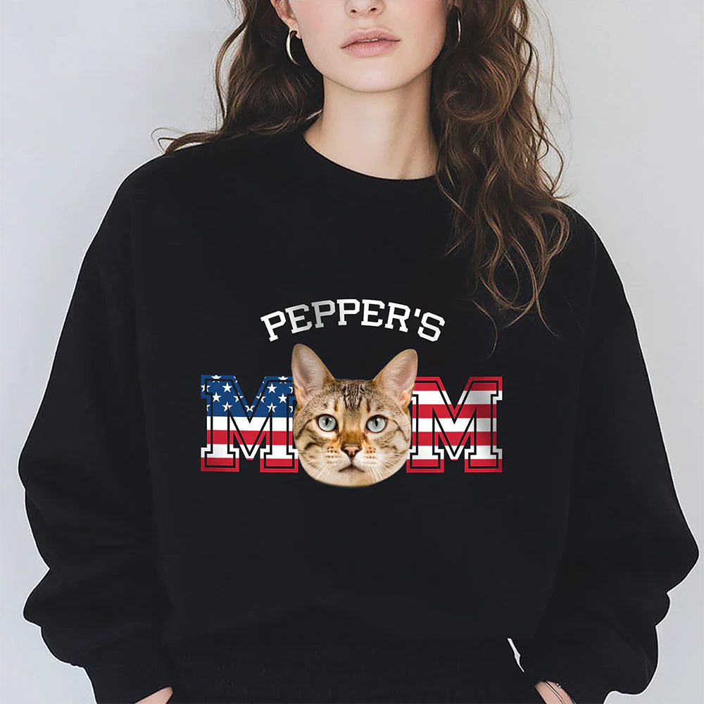 Custom Photo Cat - Cat's Dad US Flag Dark Shirt HA75 892424 - Image 3