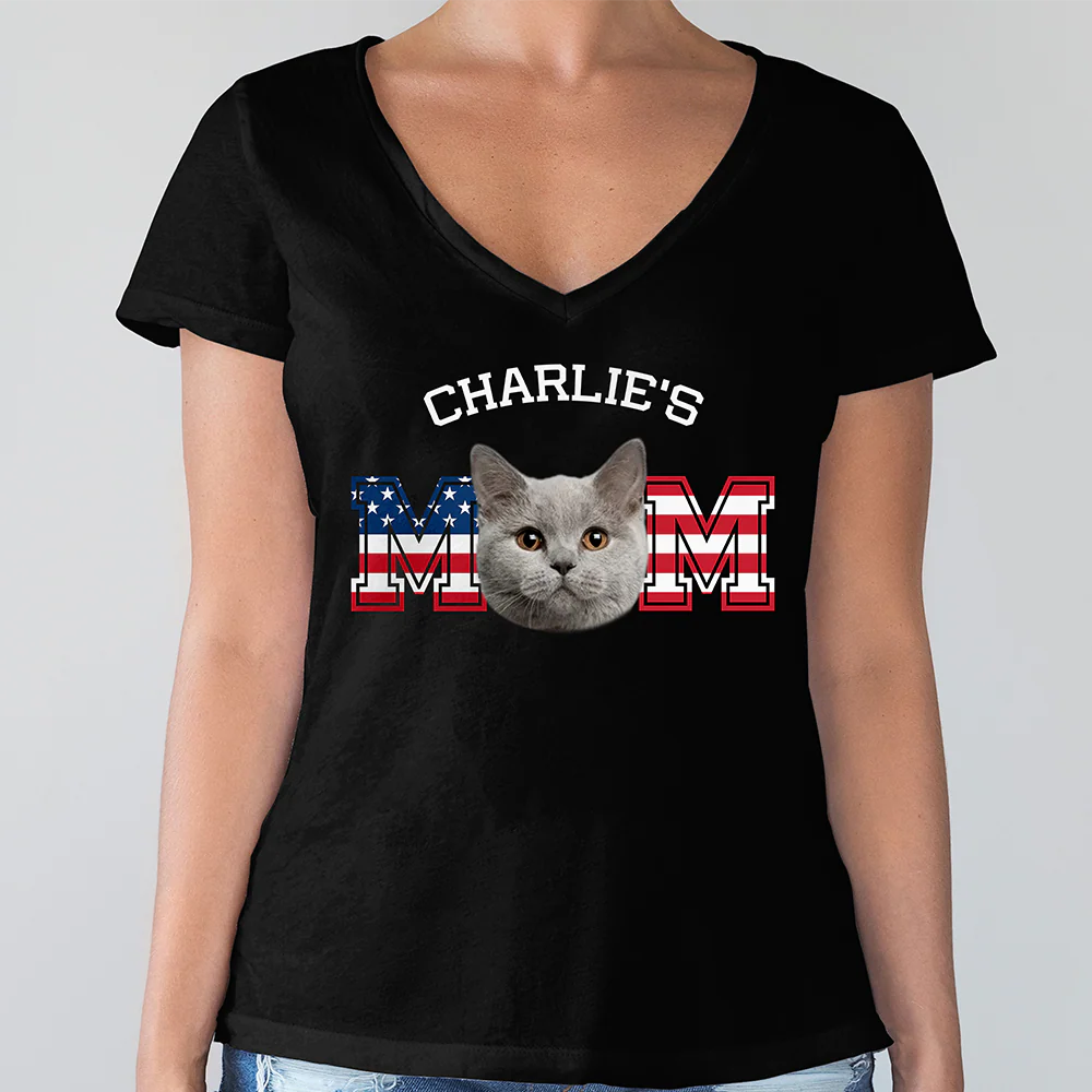 Custom Photo Cat - Cat's Dad US Flag Dark Shirt HA75 892424 - Image 6