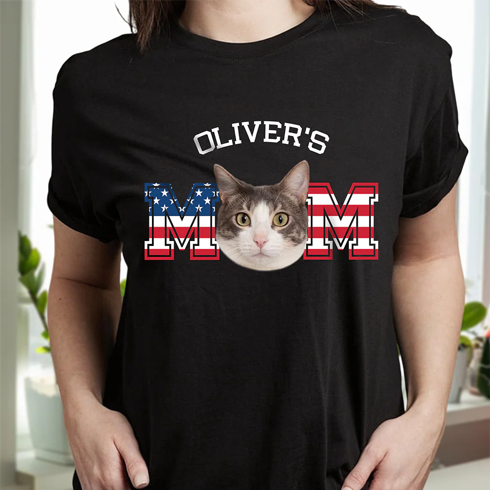 Custom Photo Cat - Cat's Dad US Flag Dark Shirt HA75 892424 - Image 8