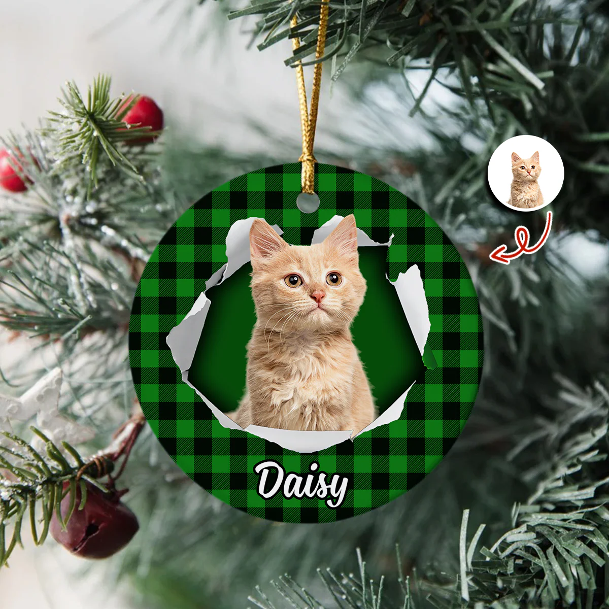 Custom Photo Cat Ceramic Ornament Christmas Gift For Cat Lovers HA75 897454 - Image 3