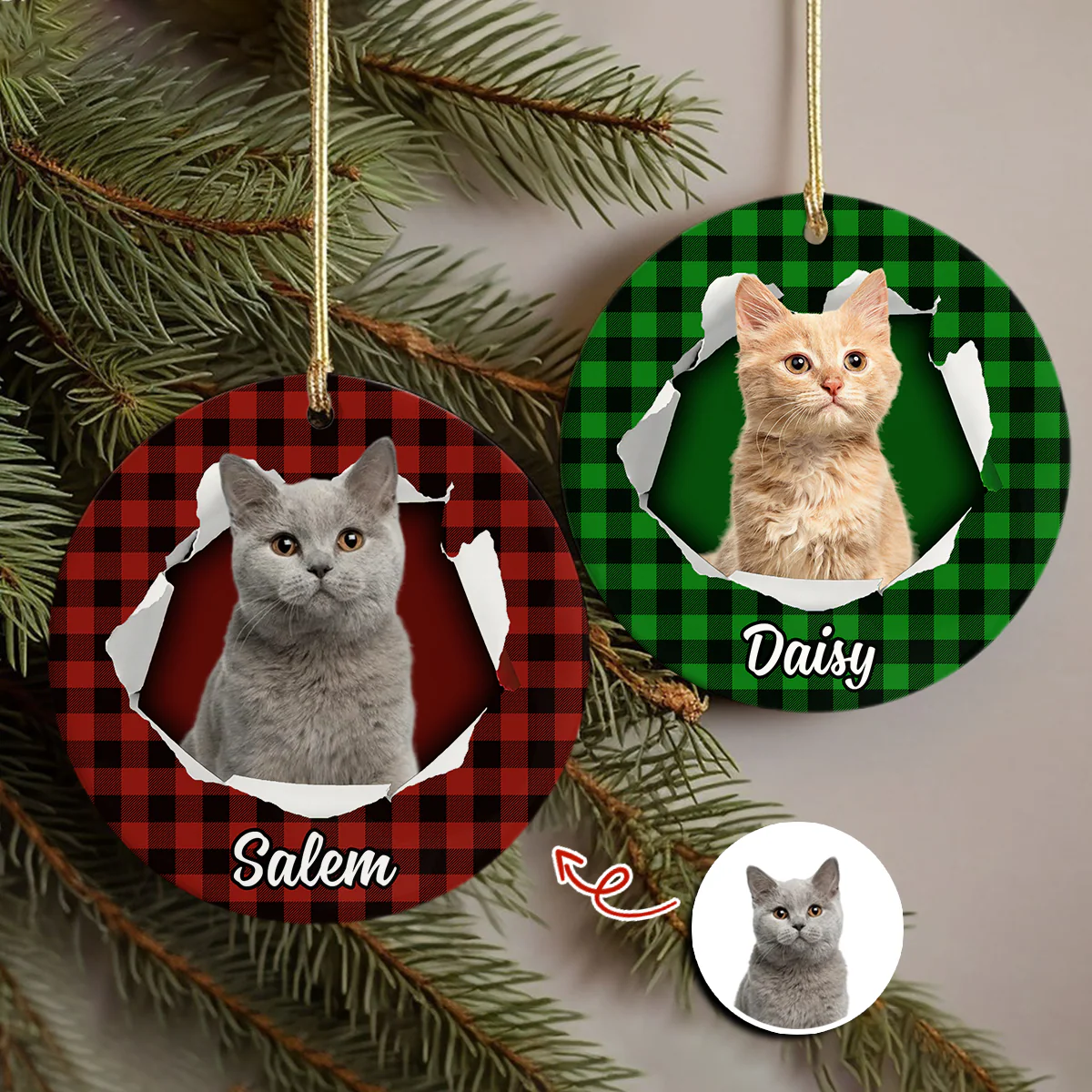 Custom Photo Cat Ceramic Ornament Christmas Gift For Cat Lovers HA75 897454 - Image 5