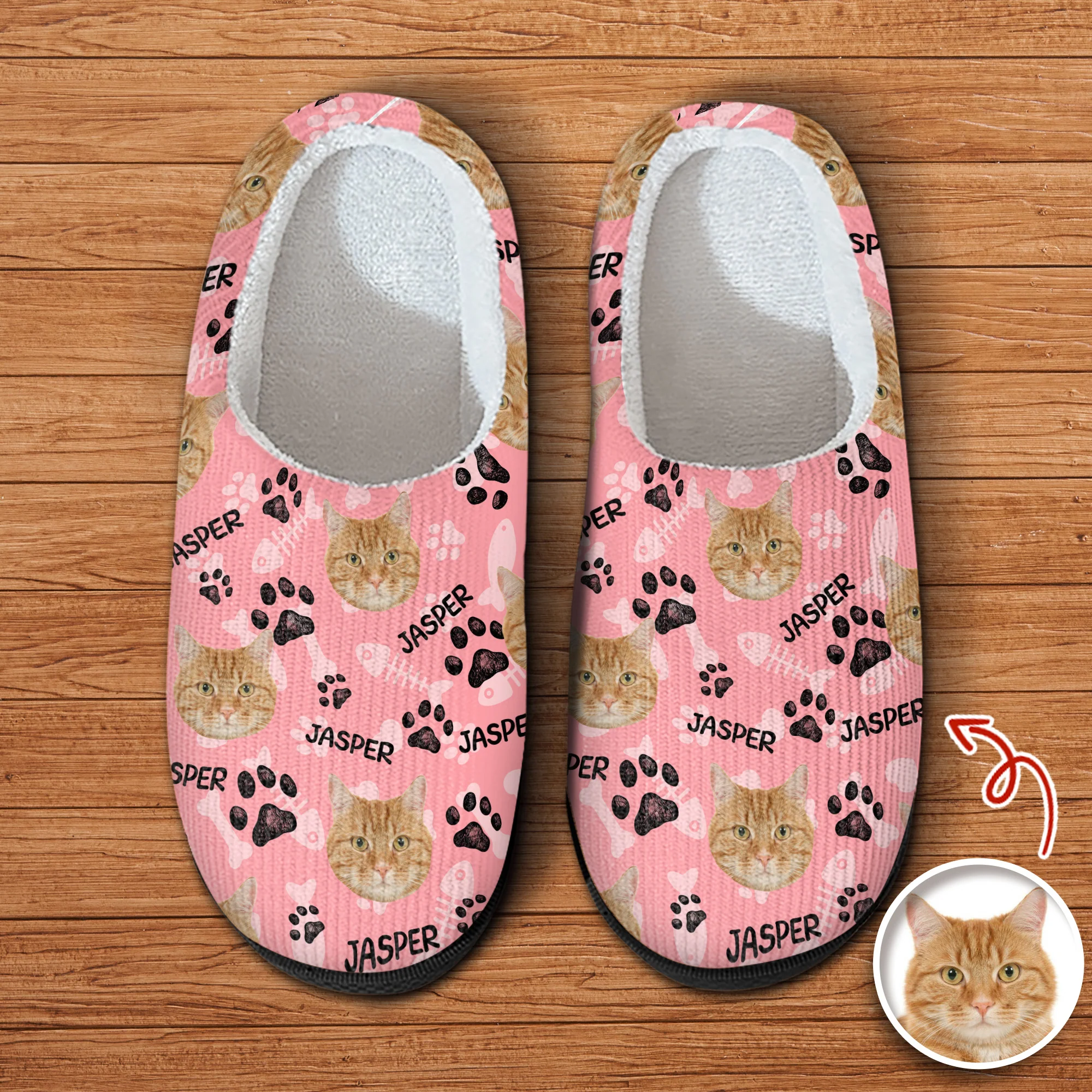 Custom Photo Cat Faces Slippers, Unique Funny Gift HA75 892972 - Image 2