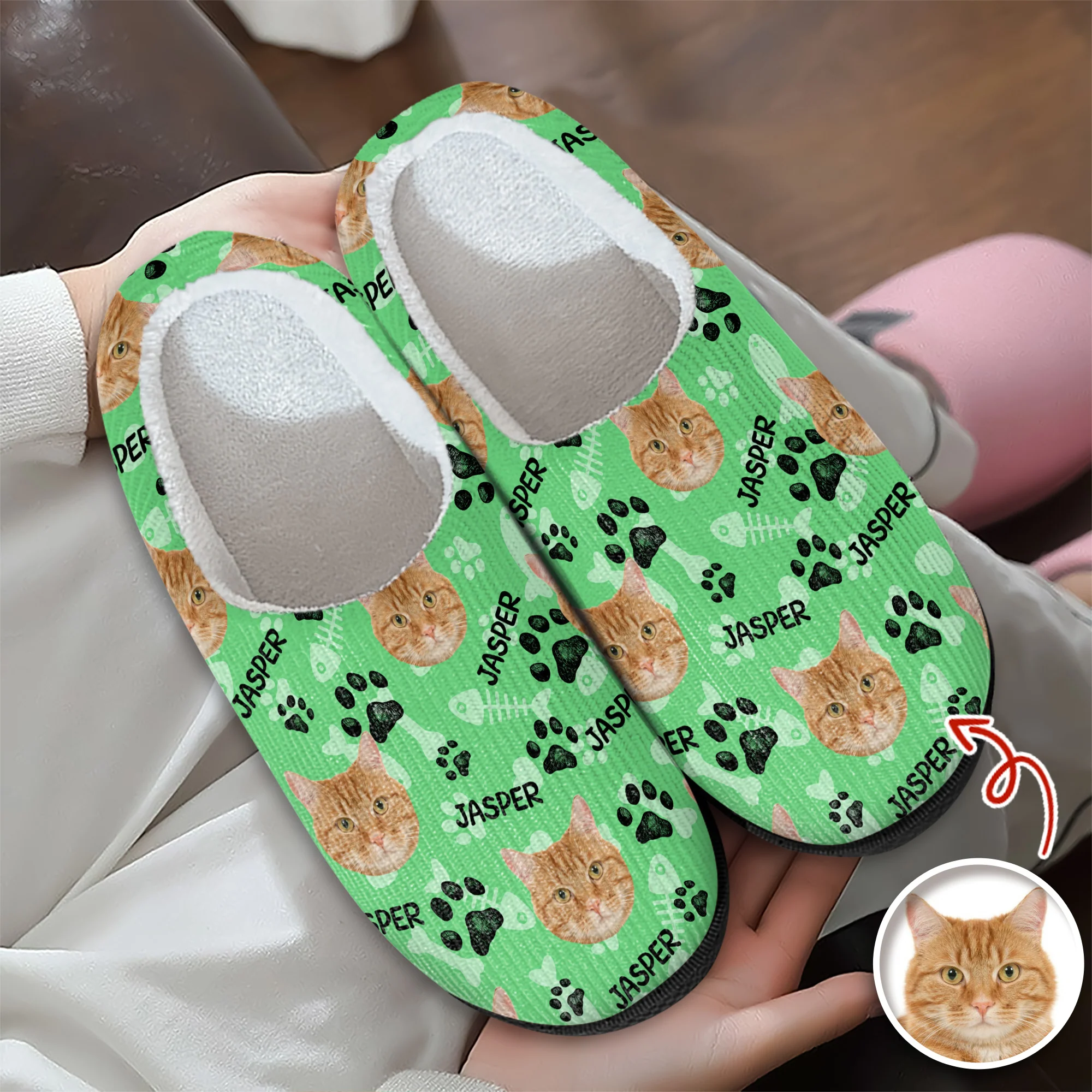 Custom Photo Cat Faces Slippers, Unique Funny Gift HA75 892972 - Image 3