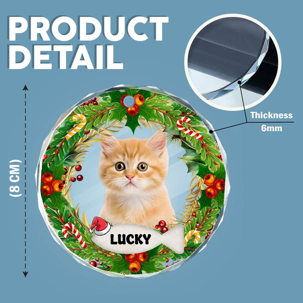 Custom Photo Cat Glass Ornament For Christmas HA75 891452 - Image 4