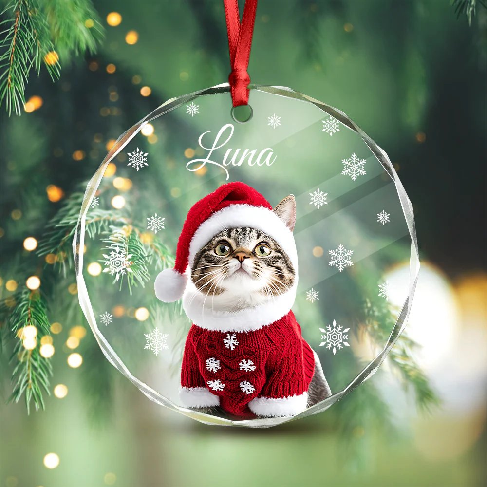 Custom Photo Cat Glass Ornament For Christmas HA75 897240 - Image 11