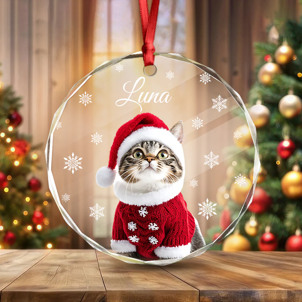 Custom Photo Cat Glass Ornament For Christmas HA75 897240 - Image 12