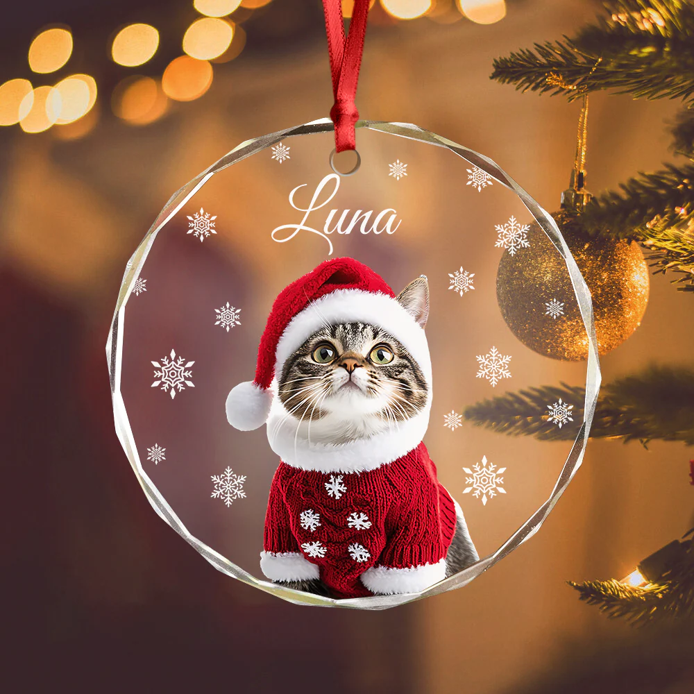 Custom Photo Cat Glass Ornament For Christmas HA75 897240 - Image 14