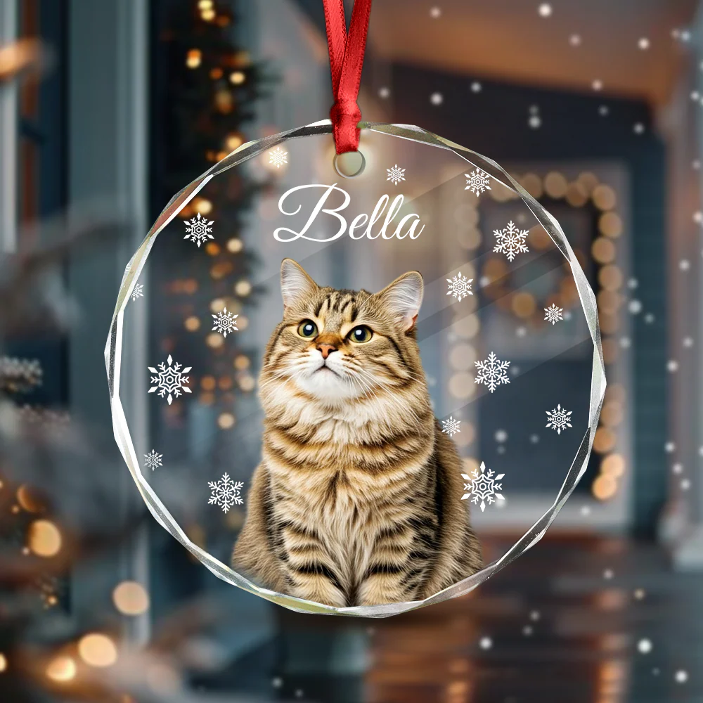 Custom Photo Cat Glass Ornament For Christmas HA75 897240 - Image 9