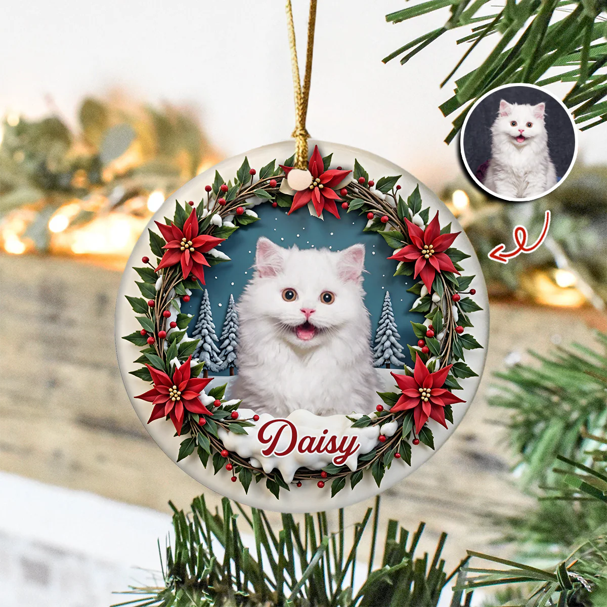 Custom Photo Cat Personalized Ceramic Ornament For Christmas HA75 897068 - Image 12