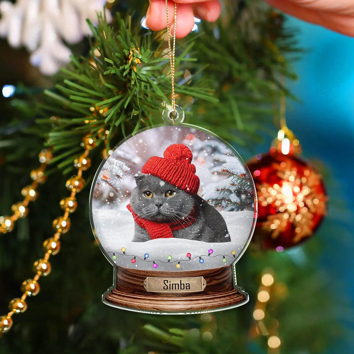 Custom Photo Cat Snowglobe Acrylic Ornament HA75 891600 - Image 4