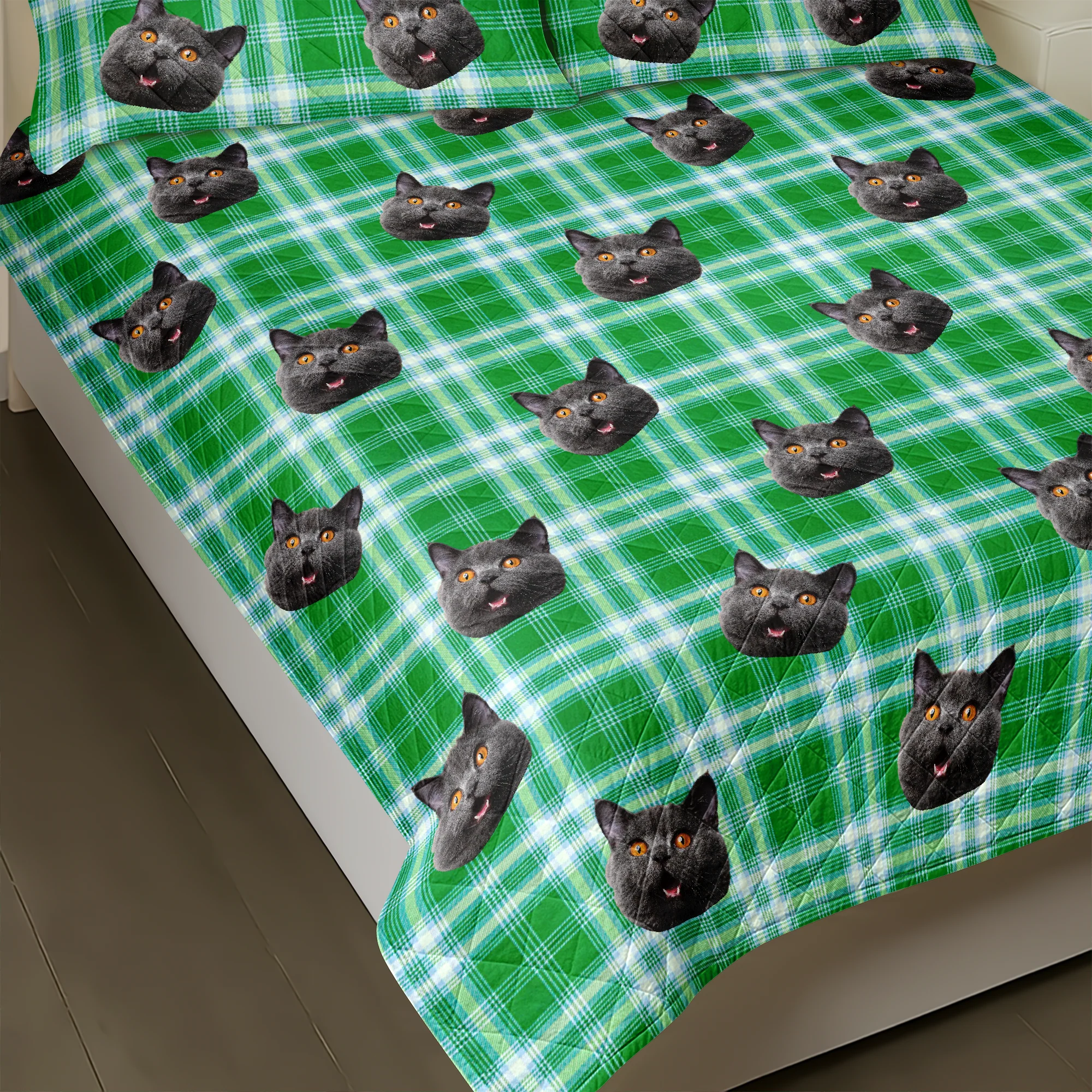 Custom Photo Cat With Christmas Pattern Quilt Bedding Set HA75 898230 - Image 5