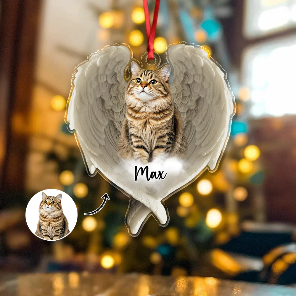 Custom Photo Cat Within Angel Wings Memorial Cat Acrylic Ornament HA75 897238 - Image 3
