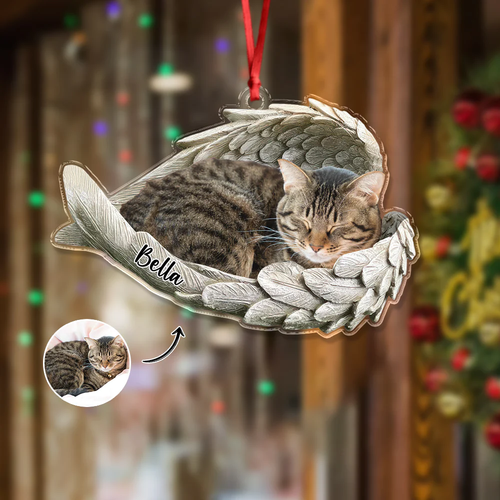 Custom Photo Cat Within Angel Wings Memorial Cat Acrylic Ornament HA75 897238 - Image 4