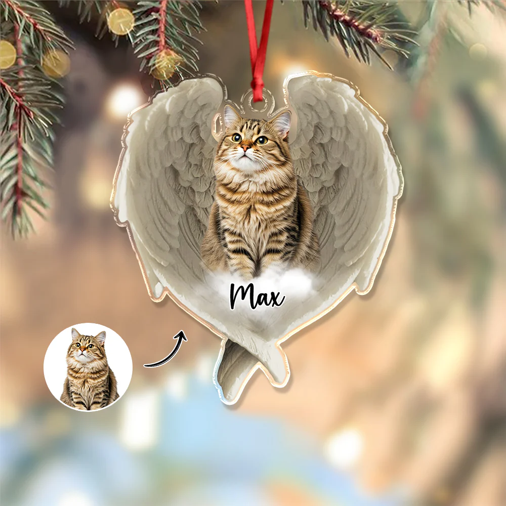 Custom Photo Cat Within Angel Wings Memorial Cat Acrylic Ornament HA75 897238 - Image 5