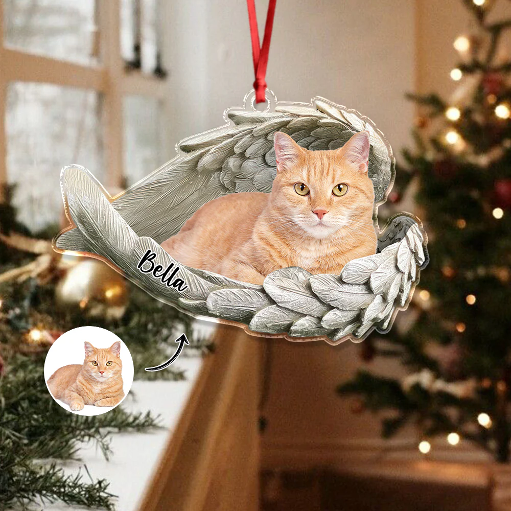 Custom Photo Cat Within Angel Wings Memorial Cat Acrylic Ornament HA75 897238 - Image 6