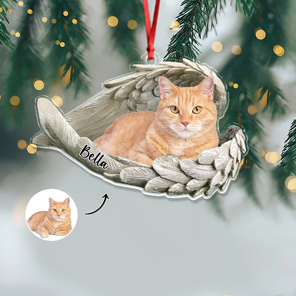 Custom Photo Cat Within Angel Wings Memorial Cat Acrylic Ornament HA75 897238 - Image 8