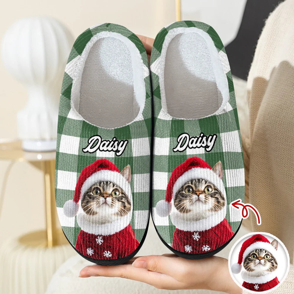 Custom Photo Christmas Cat Slippers Gift For Cat Lovers, Pet Lovers HA75 897280 - Image 10
