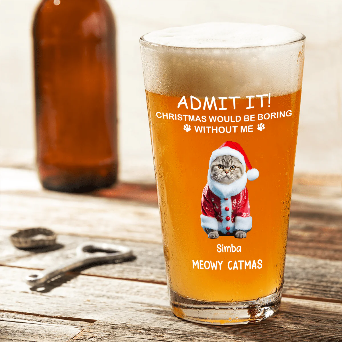 Custom Photo Christmas Would Be Boring Without Me Dog Cat Print Beer Glass HA75 891668 - Image 2