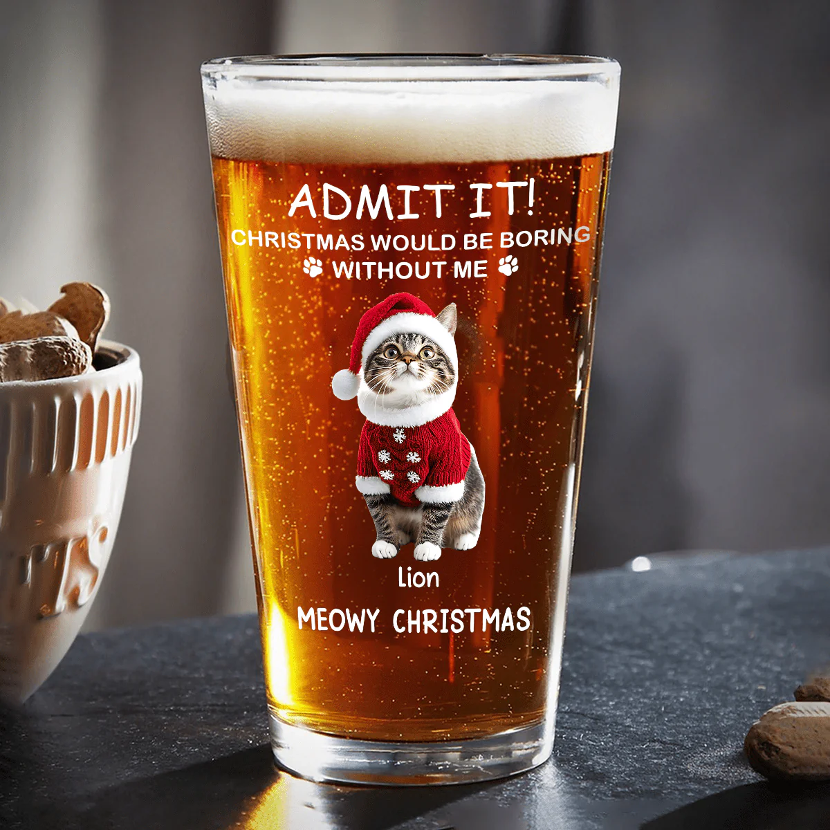 Custom Photo Christmas Would Be Boring Without Me Dog Cat Print Beer Glass HA75 891668 - Image 7
