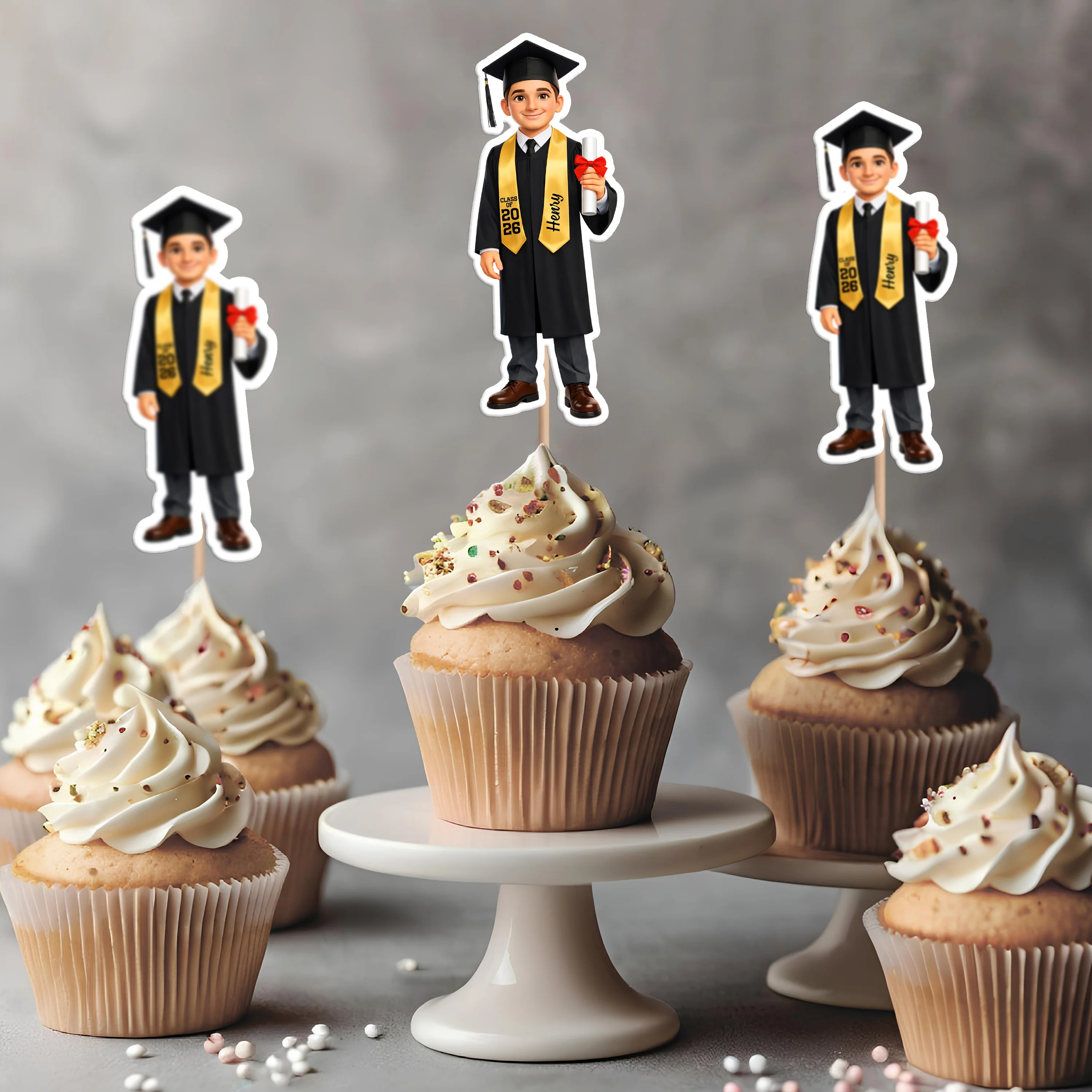 Custom Photo Class Of 2026 3D Cartoon Style Graduation Cupcake Toppers HA75 920074 - Image 8