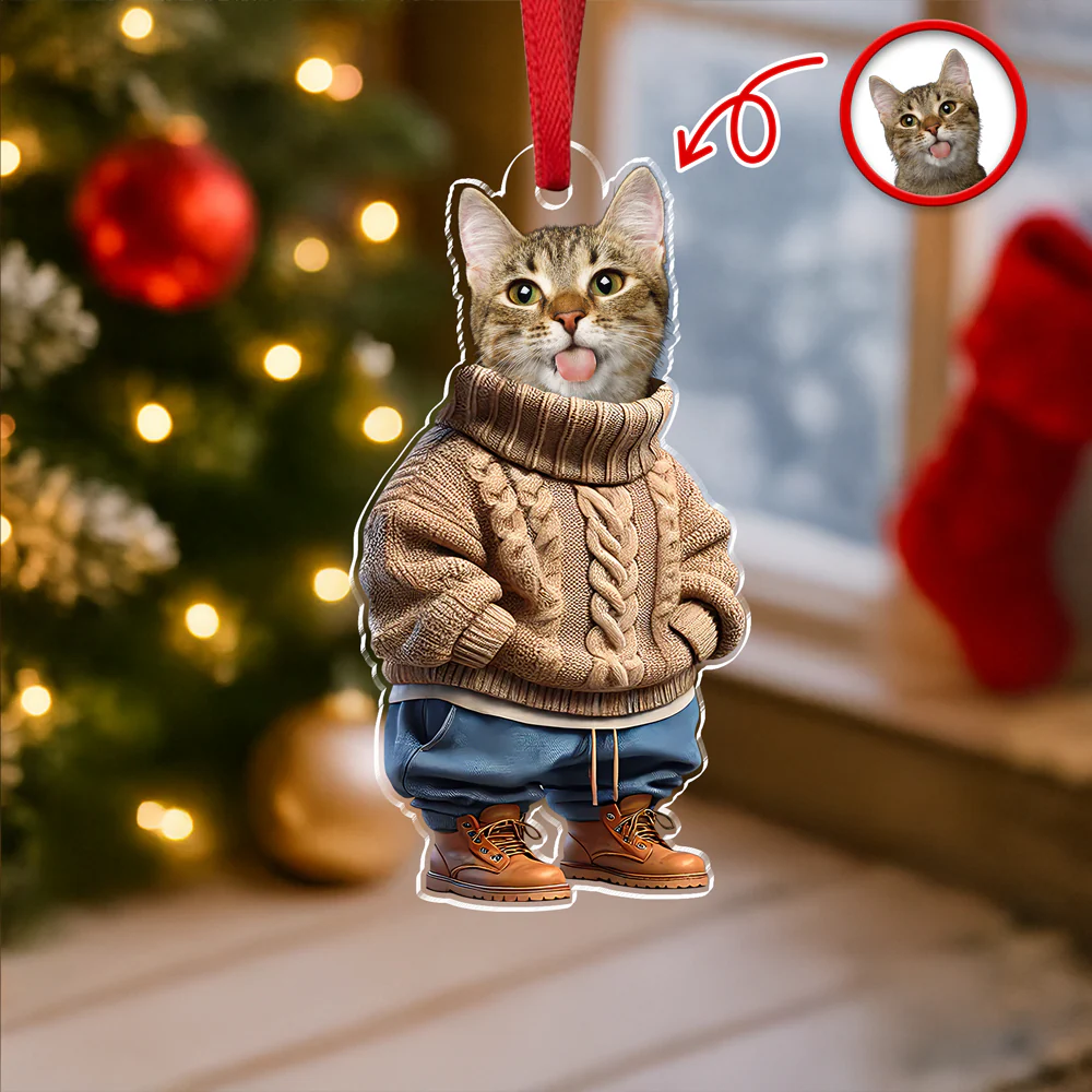 Custom Photo Cool Cat Career Uniforms Acrylic Ornament For Cat Lovers HA75 897152 - Image 2