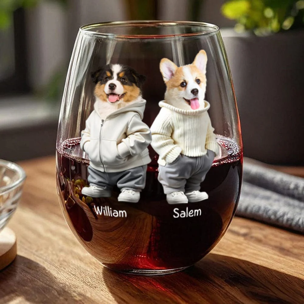 Custom Photo Cool Dog, Cat Wine Glass Gift For Dog Cat Pet Lover HA75 891860 - Image 2