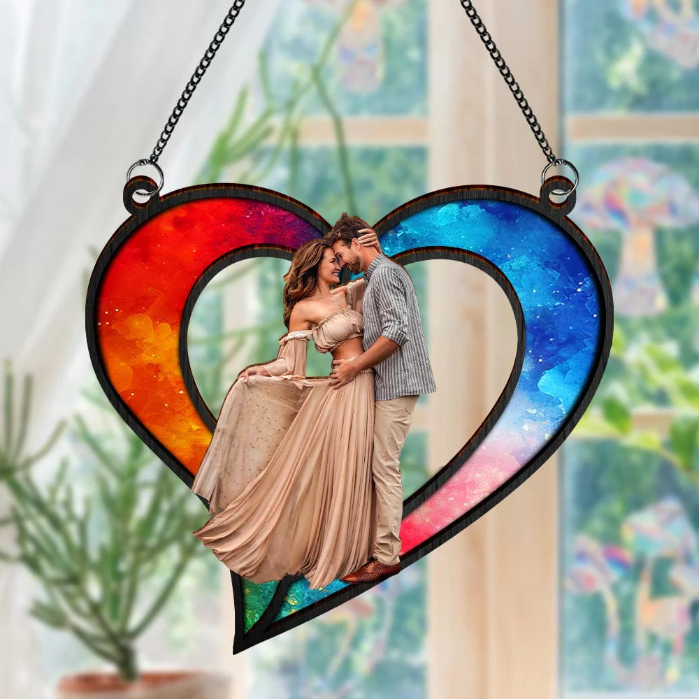 Custom Photo Couples Heart Love Suncatcher HA75 891166 - Image 2