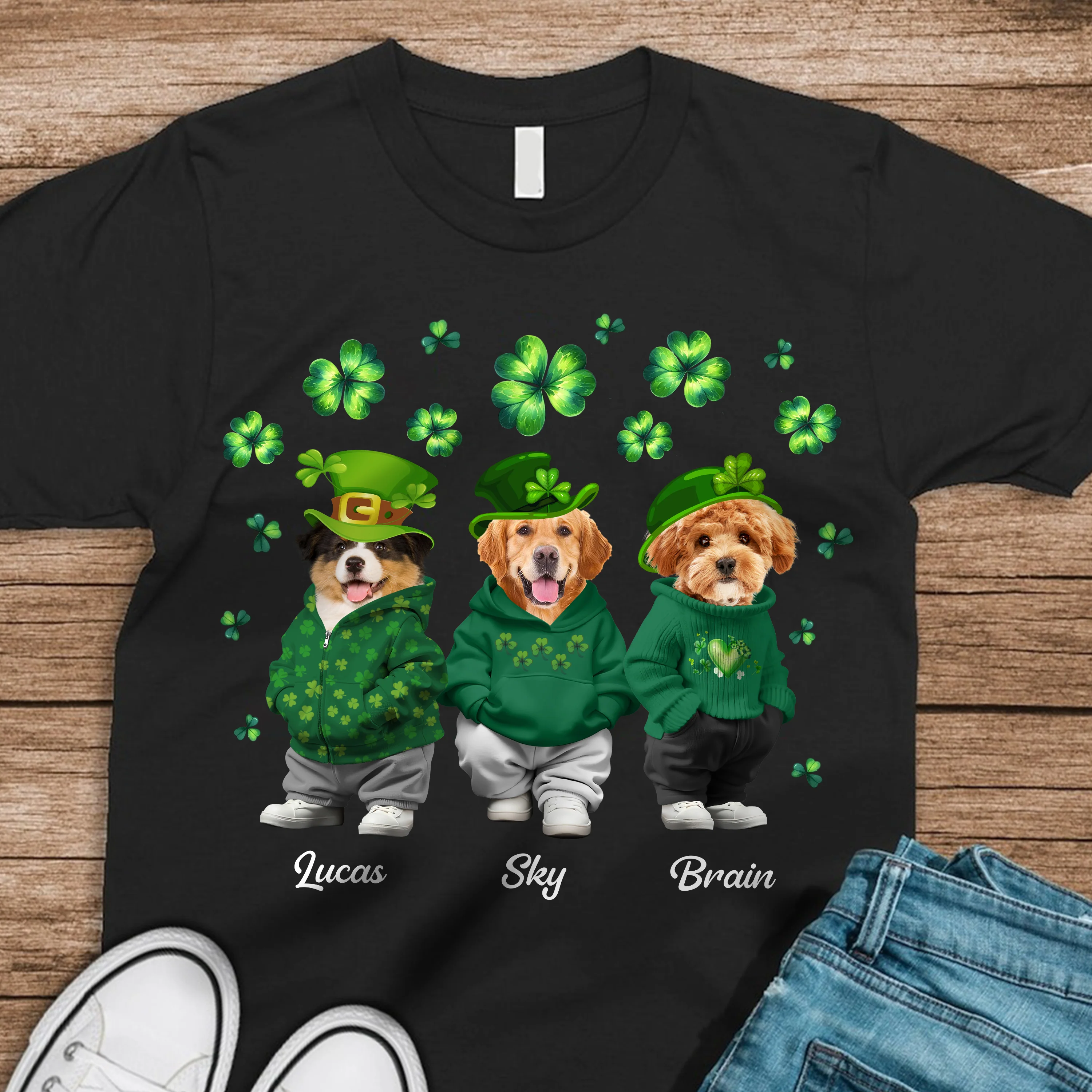Custom Photo Cute Dog Cat Happy St Patrick's Day Dark Shirt For Dog Cat Lovers HA75 891924 - Image 6