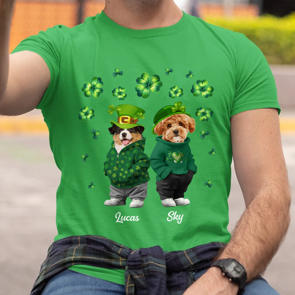 Custom Photo Cute Dog Cat Happy St Patrick's Day Dark Shirt For Dog Cat Lovers HA75 891924 - Image 8
