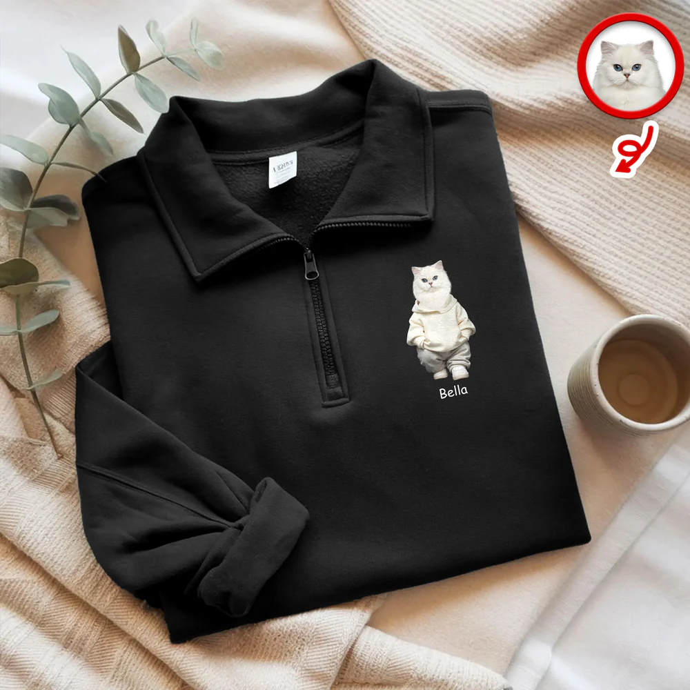 Custom Photo Cute Dog Cat Printed Quarter Zip Sweater Gift For Dog Cat Lovers HA75 898612 - Image 5