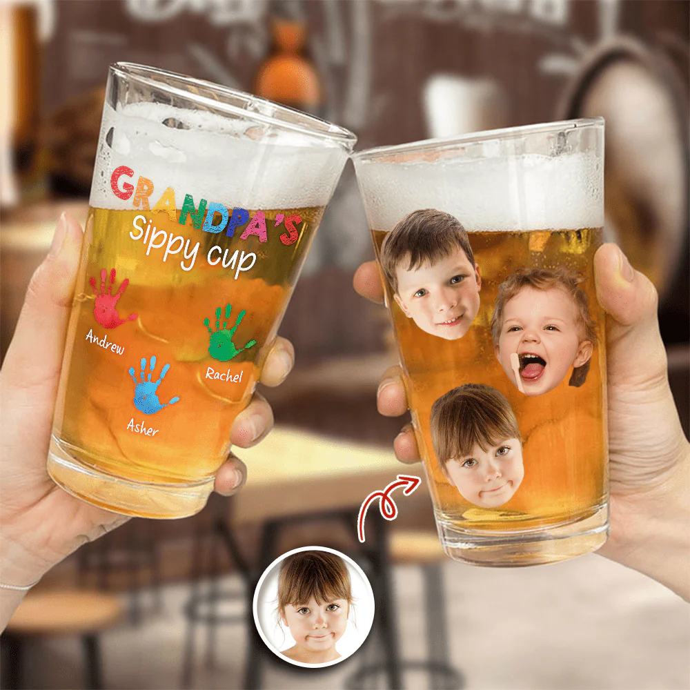Custom Photo Dad's Sippy Cup Print Beer Glass HA75 890670 - Image 3