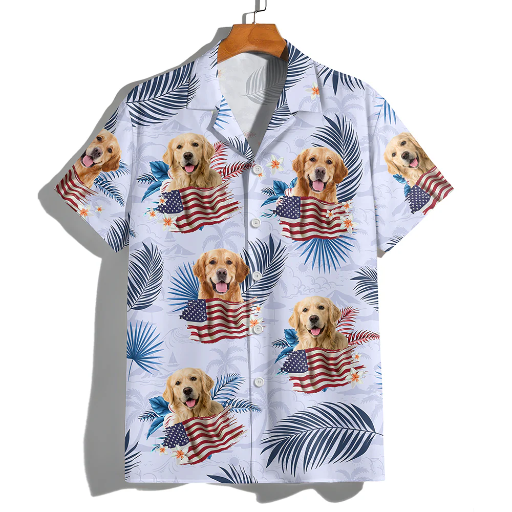 Custom Photo Dog Cat America Flag Hawaiian Shirt HA75 892540 - Image 6
