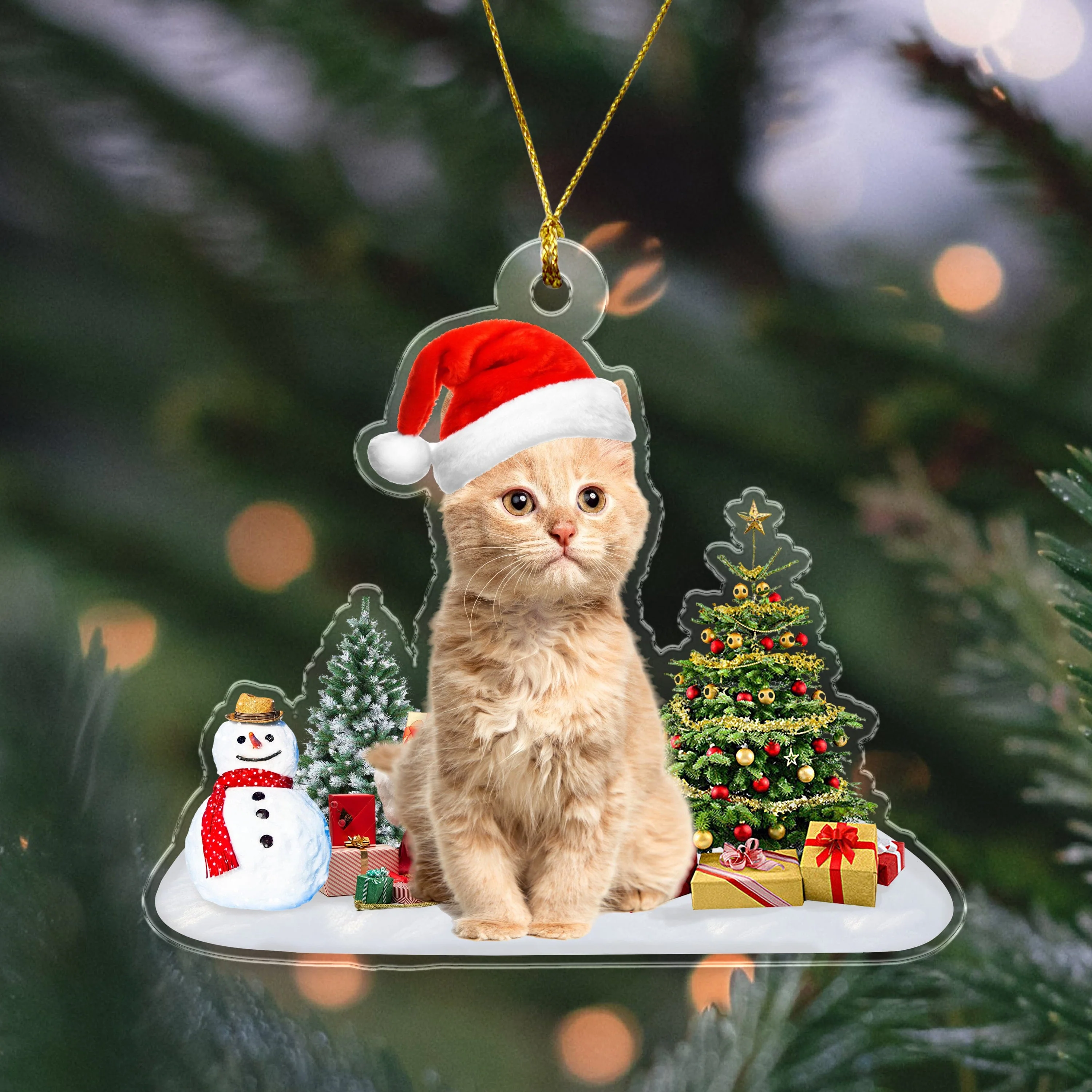 Custom Photo Dog, Cat Christmas Acrylic Ornament HA75 891410 - Image 3