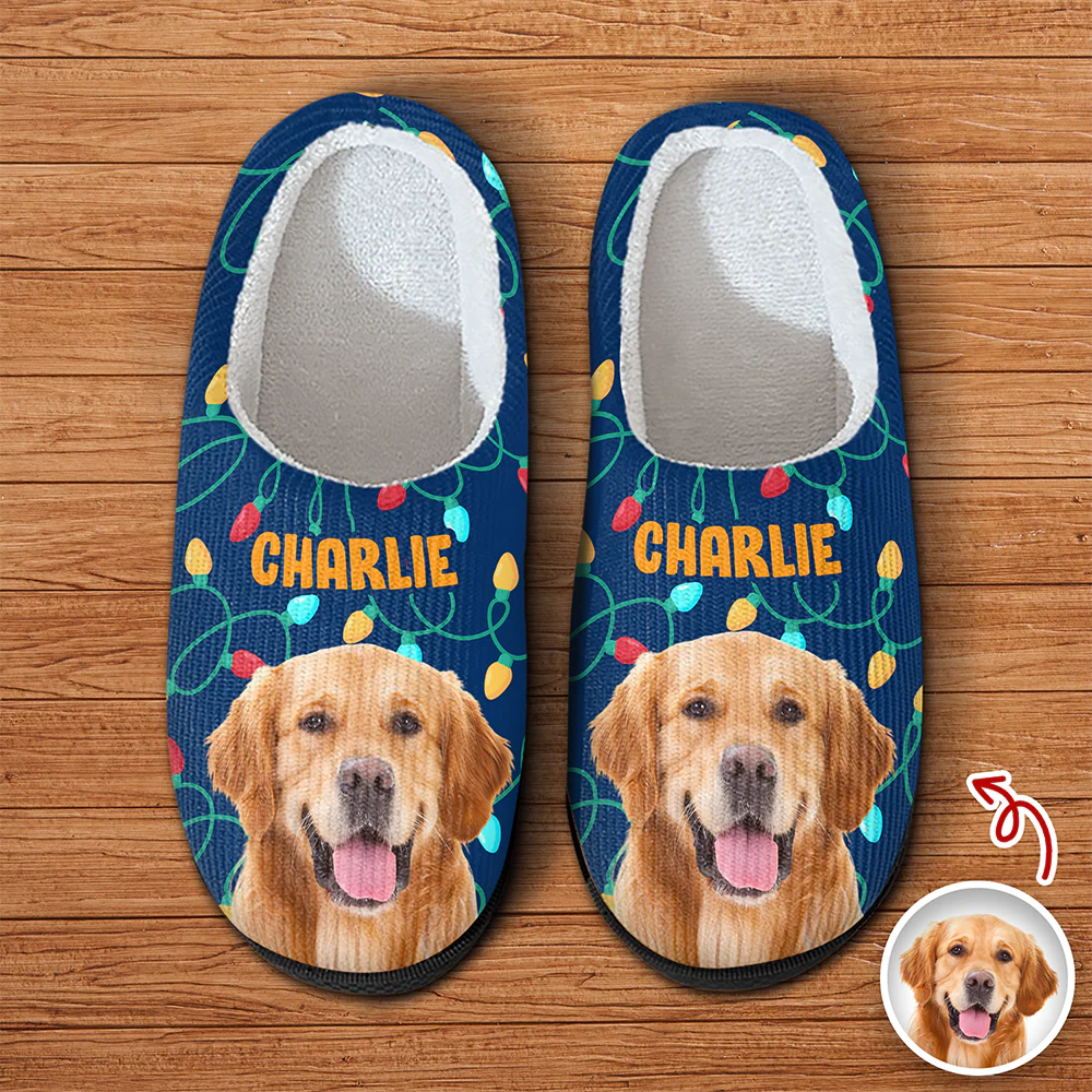 Custom Photo Dog Cat Christmas Lights Slippers Unique Funny Gift HA75 897482 - Image 5