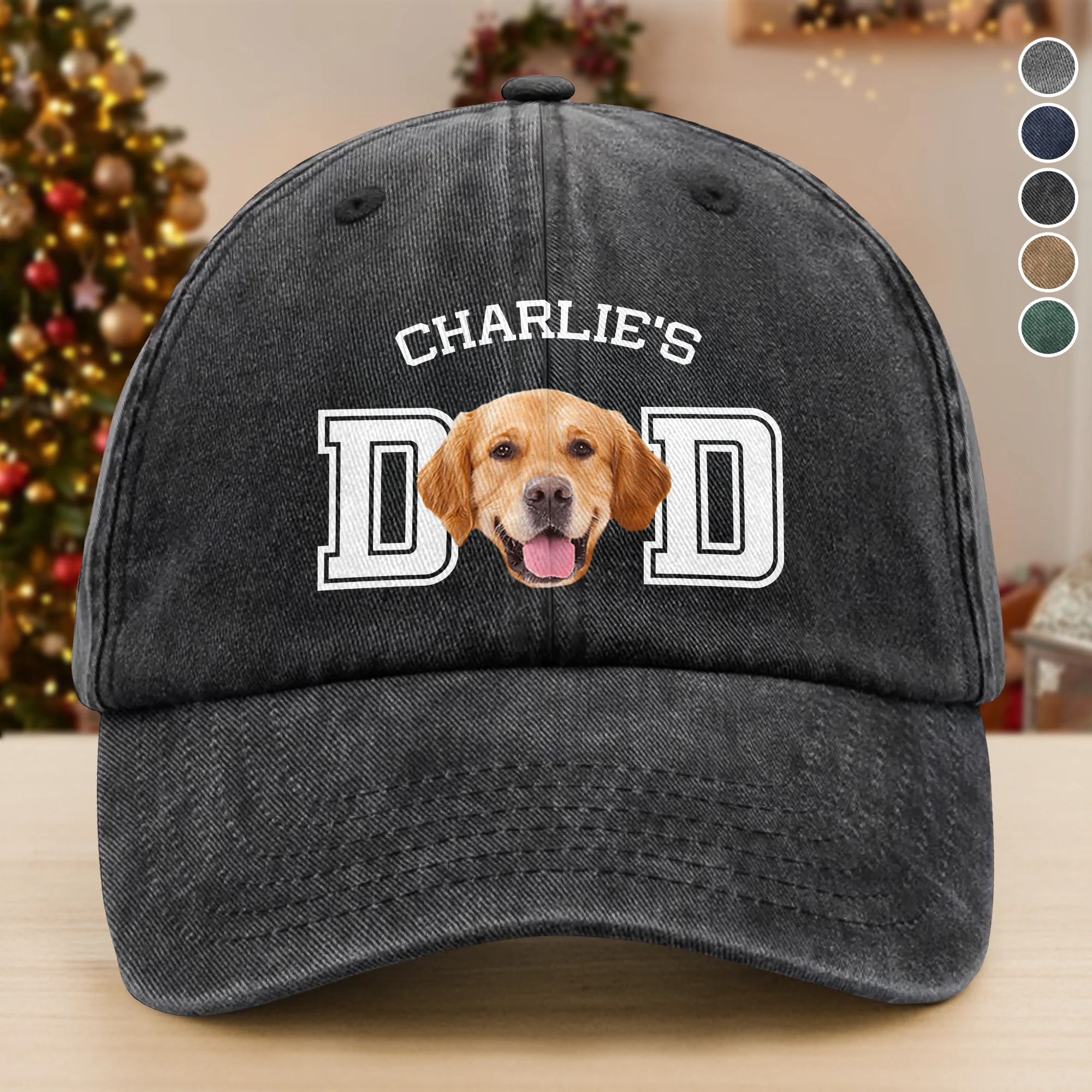 Custom Photo Dog Cat Dad Washed Denim Baseball Cap HA75 892928