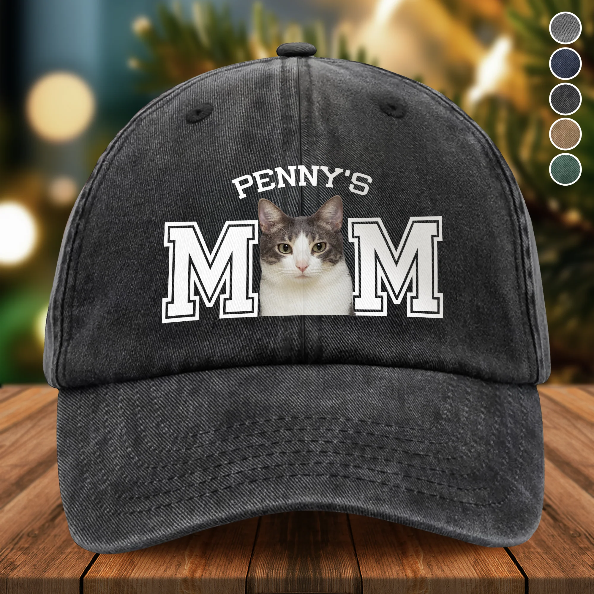 Custom Photo Dog Cat Dad Washed Denim Baseball Cap HA75 892928 - Image 8