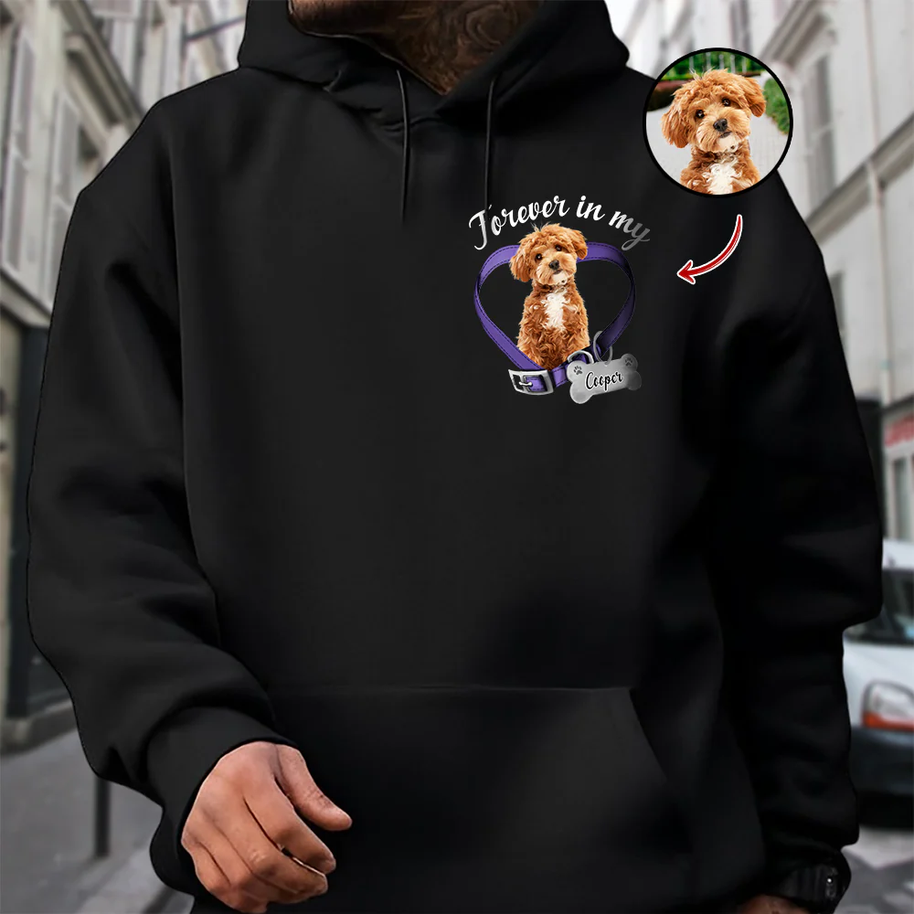 Custom Photo Dog Cat Forever In My Heart Memorial Dark Shirt HA75 897226 - Image 2