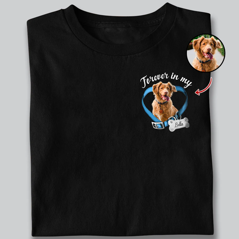 Custom Photo Dog Cat Forever In My Heart Memorial Dark Shirt HA75 897226 - Image 5