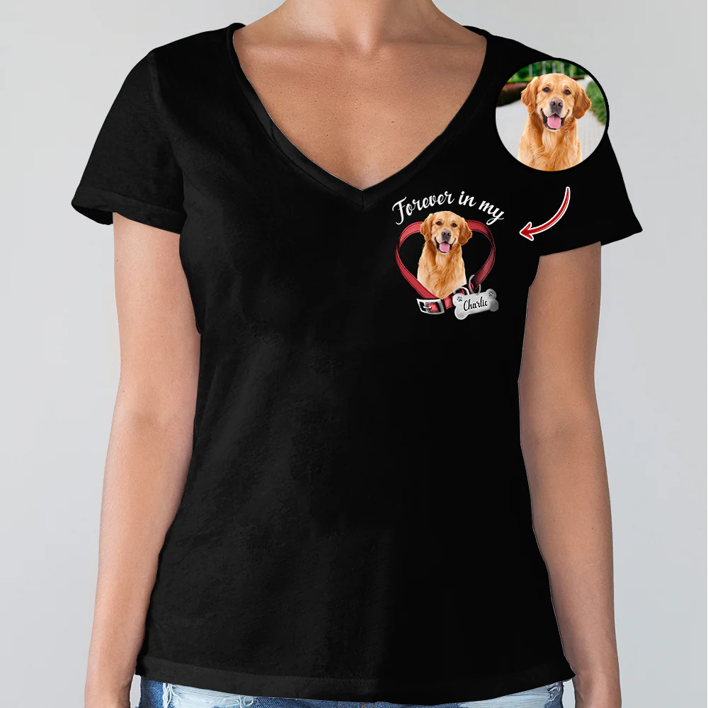 Custom Photo Dog Cat Forever In My Heart Memorial Dark Shirt HA75 897226 - Image 6