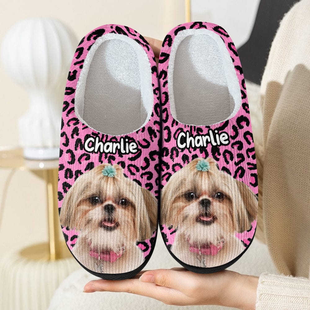 Custom Photo Dog Cat Leopard Pattern Slipper HA75 891294 - Image 3