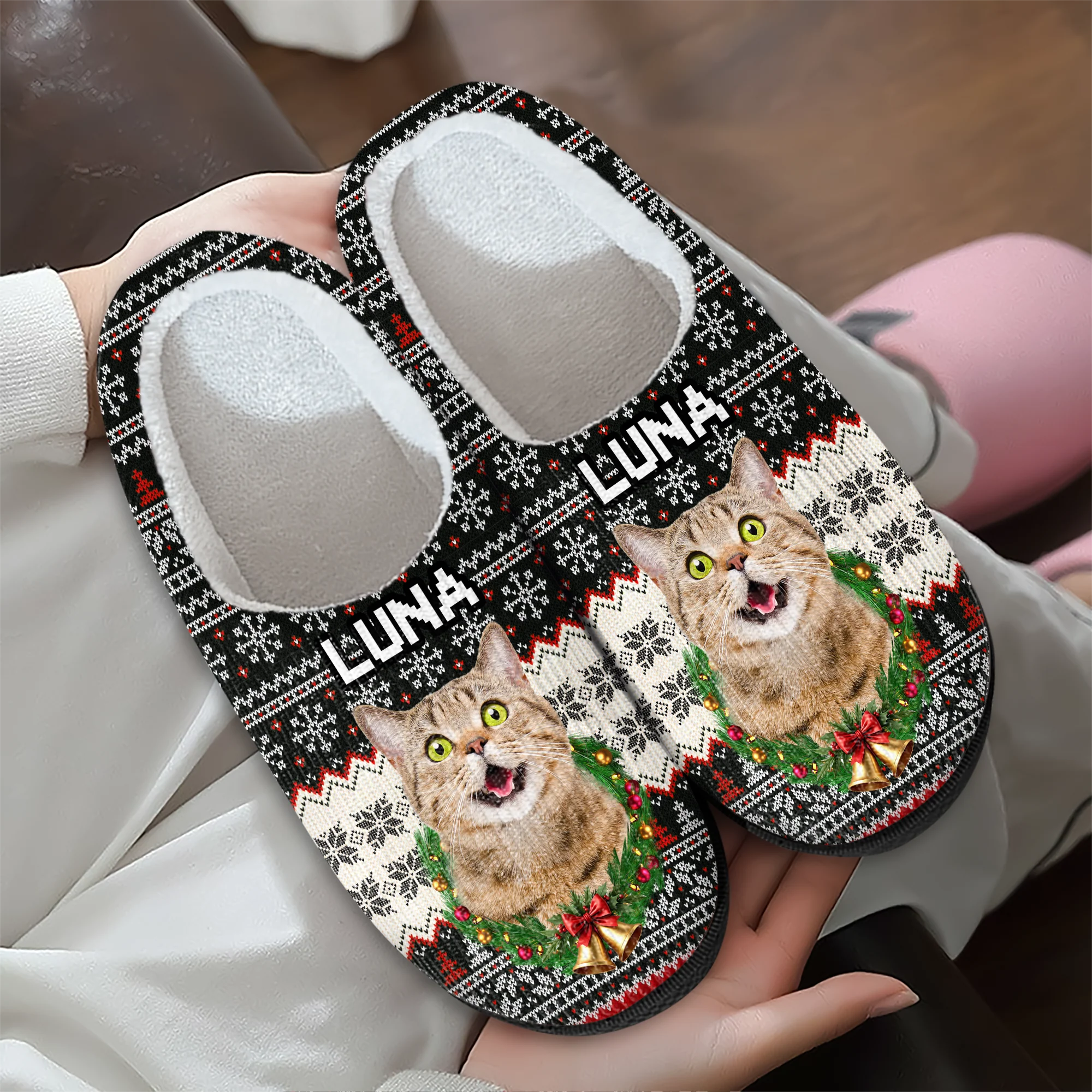 Custom Photo Dog & Cat Personalized Slippers Christmas Gift For Pet Owners, Pet Lovers HA75 897824 - Image 6