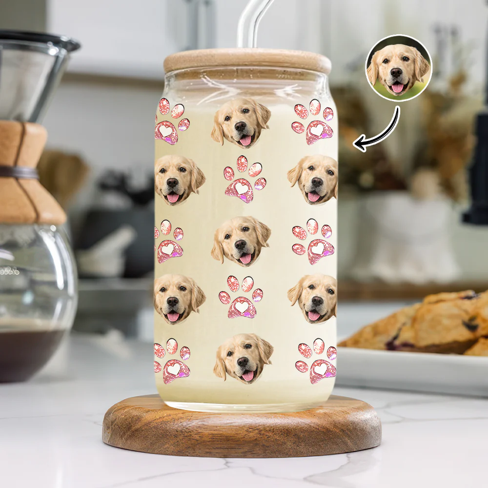 Custom Photo Dog Cat Pet Glass Can With Lid For Dog Cat Lovers HA75 898488 - Image 3
