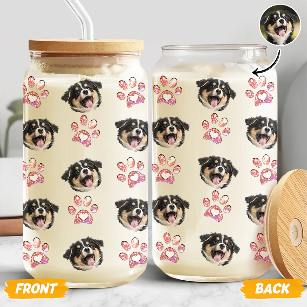 Custom Photo Dog Cat Pet Glass Can With Lid For Dog Cat Lovers HA75 898488 - Image 8