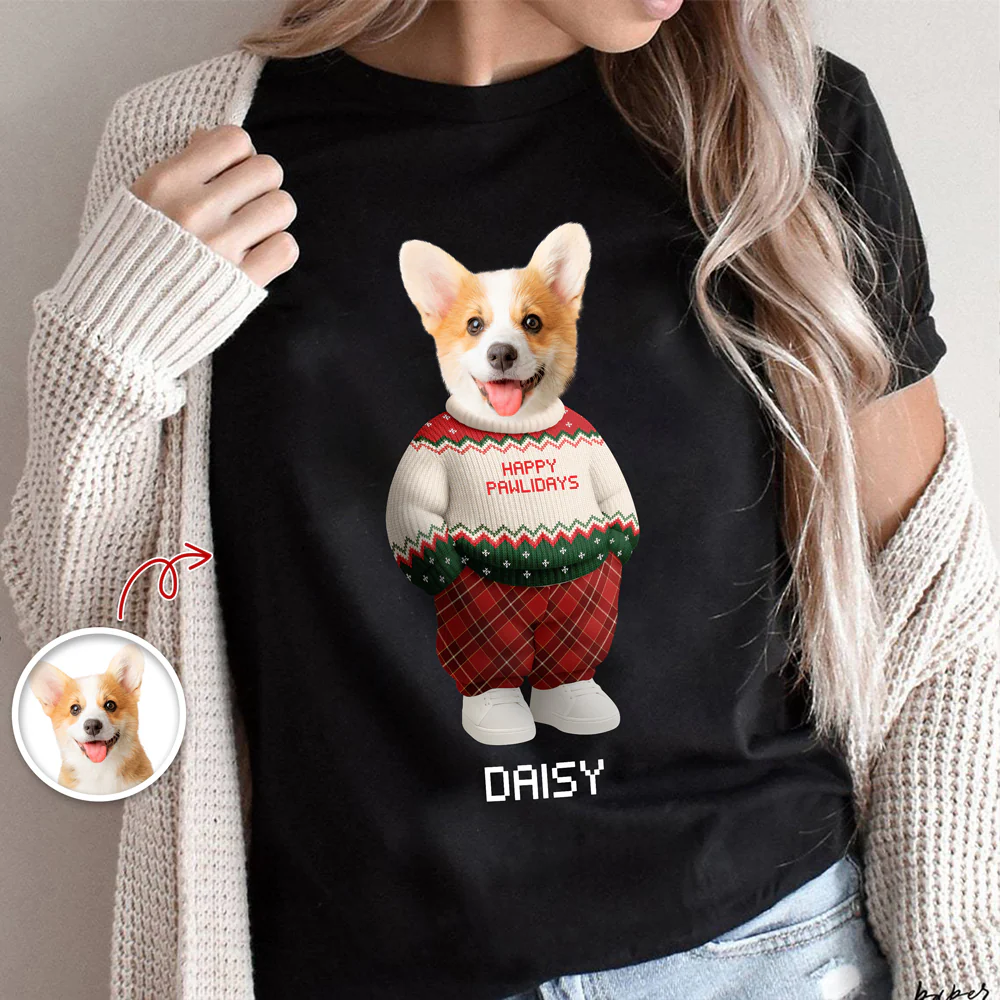 Custom Photo Dog Cat Xmas Clothes Christmas Dark Shirt Gift For Dog Cat Pet Lover HA75 898270 - Image 6