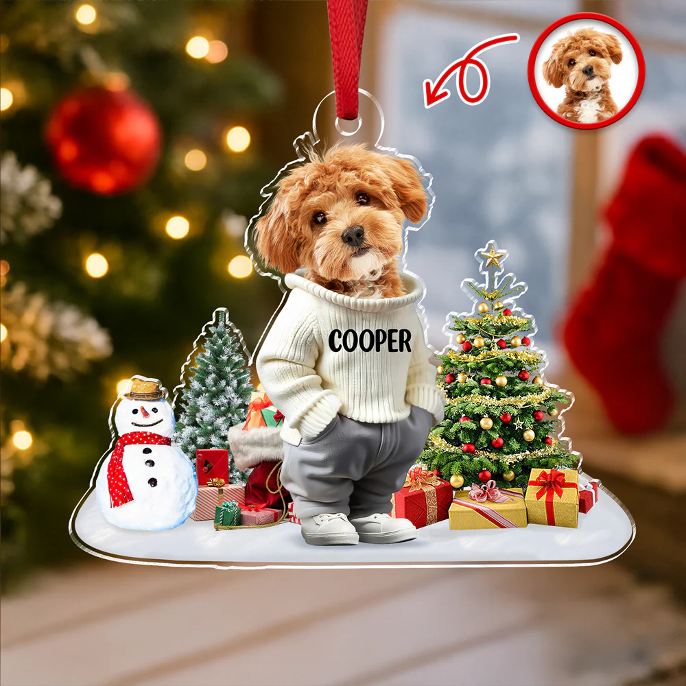 Custom Photo Dog Christmas Acrylic Ornament For Christmas HA75 897604 - Image 2